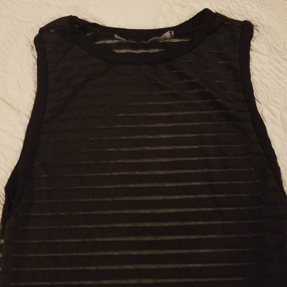 Black striped see through body suit